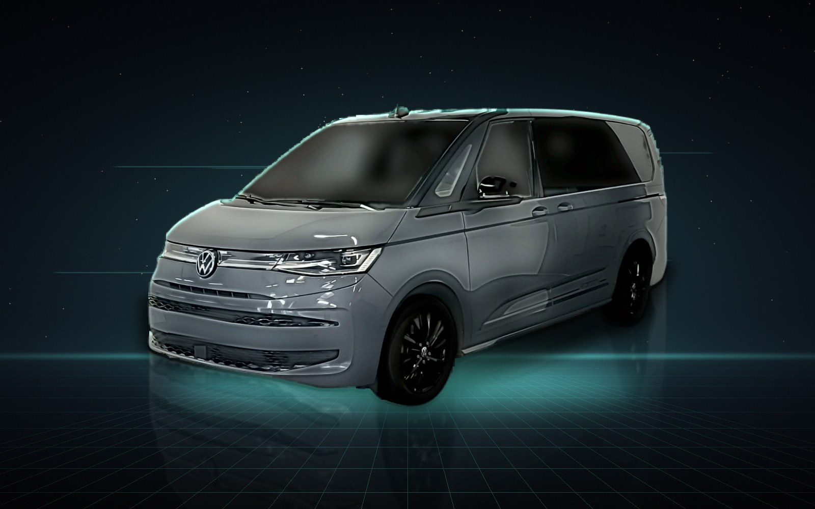 Grauer VW Multivan, Ansicht schräg von vorn